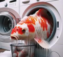 Koi fish in a washing machine