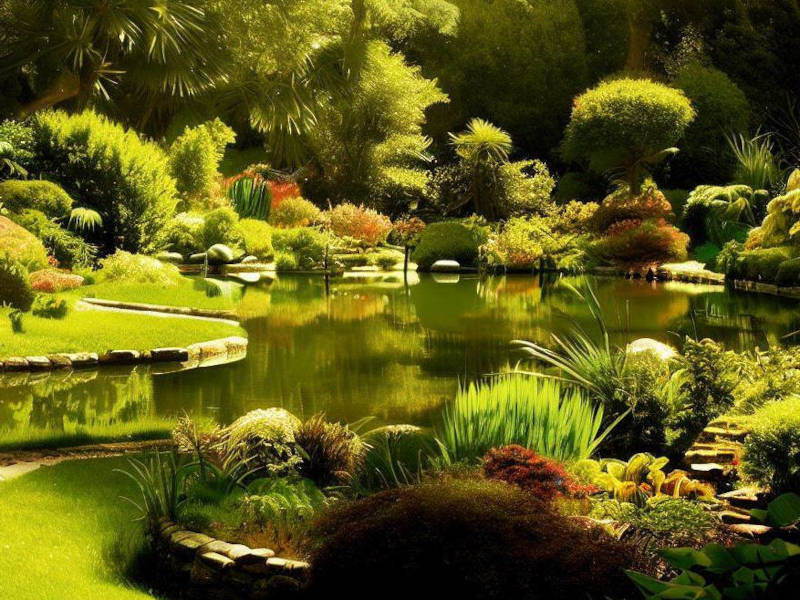 calm pond in a garden